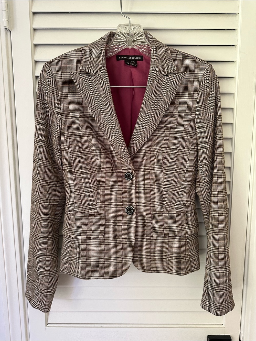 Women's Plaid Blazer & Skirt - Taupe